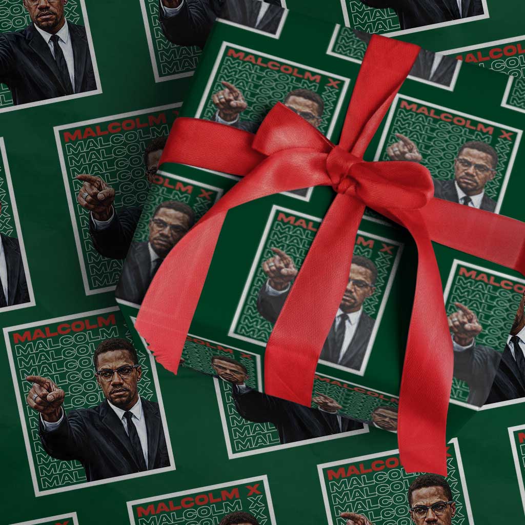 Malcolm X Legend Wrapping Paper Roll African American Activist Legacy TS12 Green Print Your Wear