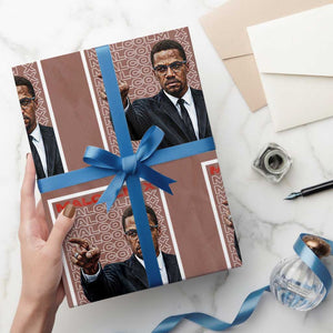 Malcolm X Legend Wrapping Paper Roll African American Activist Legacy TS12 Mocha Print Your Wear