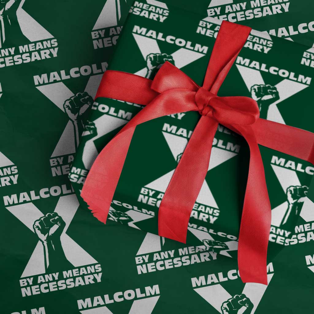 Malcolm X Power Fist Wrapping Paper Roll Civil Rights Leader Pride Bold Statement TS02 Green Print Your Wear