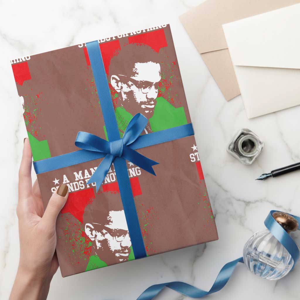 Malcolm X Quote Wrapping Paper Roll Retro A Man Who Stands for Nothing Black History TS10 Mocha Print Your Wear