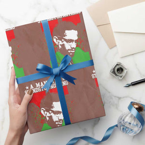 Malcolm X Quote Wrapping Paper Roll Retro A Man Who Stands for Nothing Black History TS10 Mocha Print Your Wear