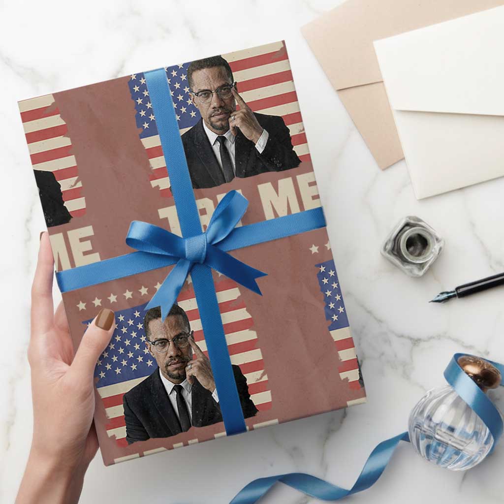 Malcolm X Try Me Wrapping Paper Roll African American Pride Gift TS12 Mocha Print Your Wear