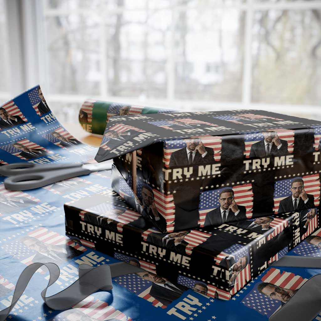Malcolm X Try Me Wrapping Paper Roll African American Pride Gift TS12 Black Print Your Wear