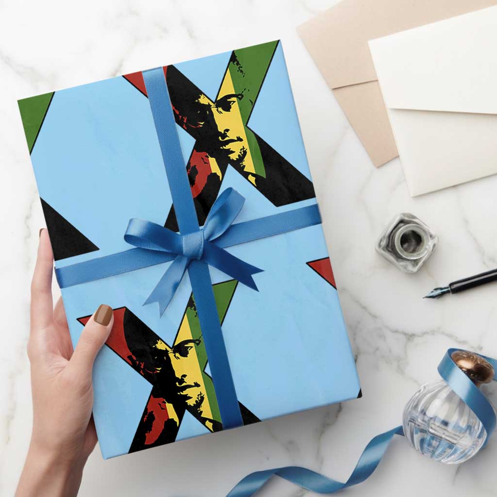Malcolm X Wrapping Paper Roll African American Heritage Gift TS12 Light Blue Print Your Wear