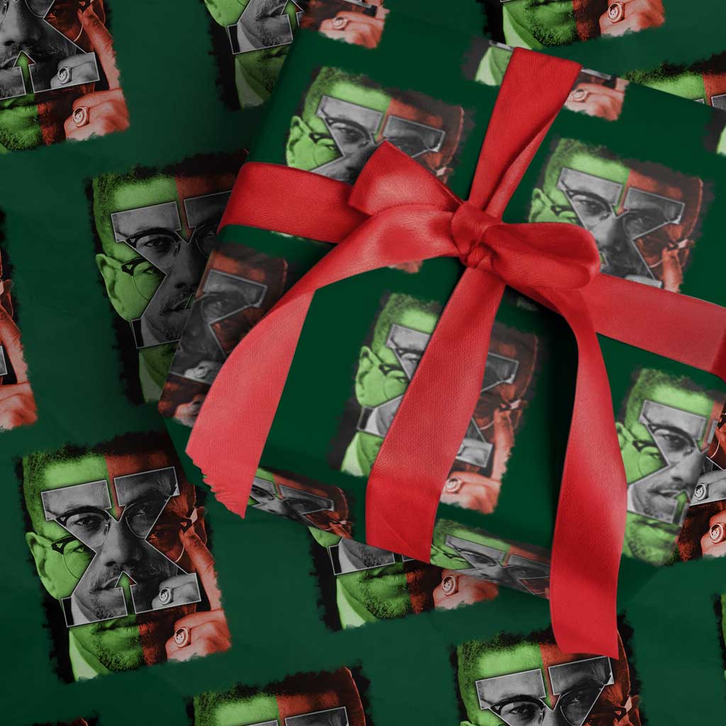 Malcolm X Wrapping Paper Roll Black History Month TS10 Green Print Your Wear