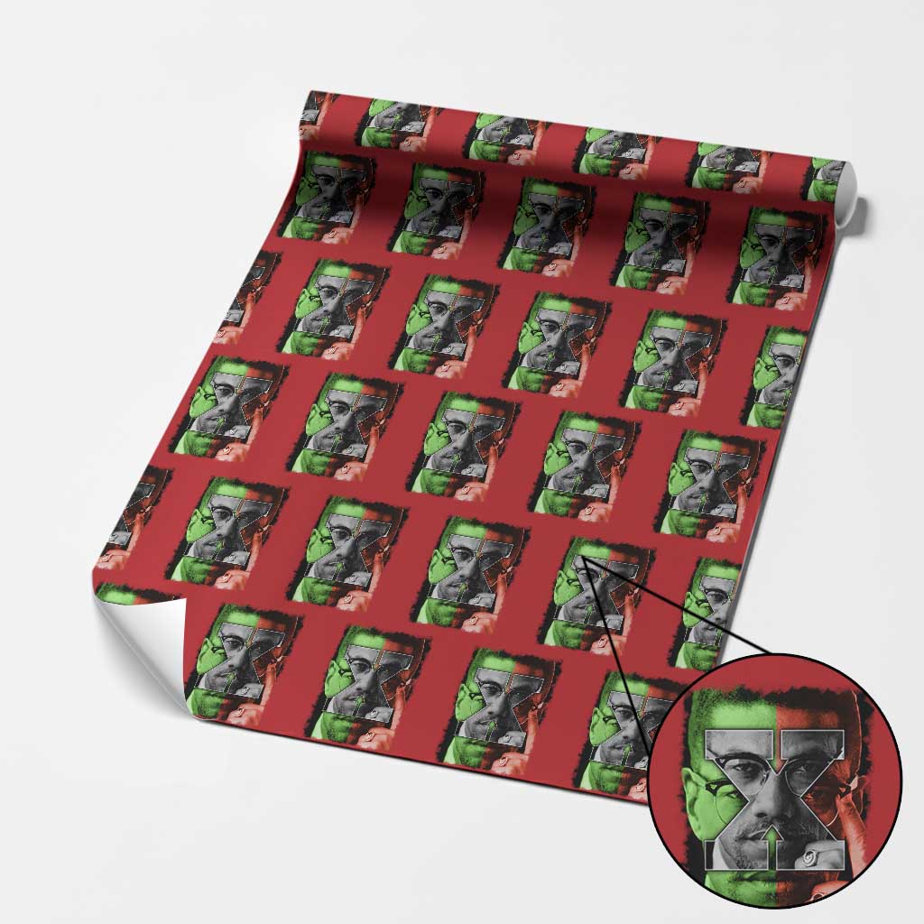 Malcolm X Wrapping Paper Roll Black History Month TS10 Red Print Your Wear