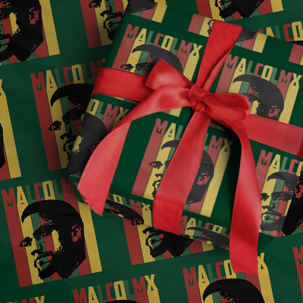 Malcolm X Wrapping Paper Roll Pan African Flag Black History TS14 Green Print Your Wear