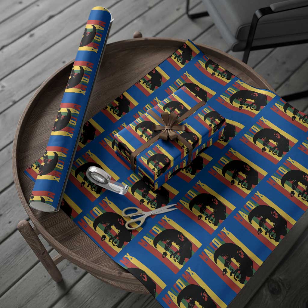 Malcolm X Wrapping Paper Roll Pan African Flag Black History TS14 Blue Print Your Wear