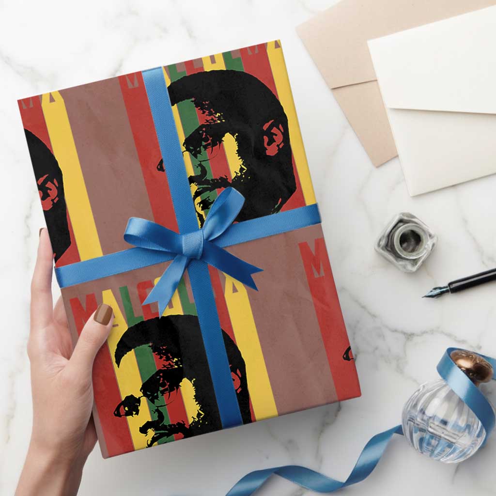 Malcolm X Wrapping Paper Roll Pan African Flag Black History TS14 Mocha Print Your Wear