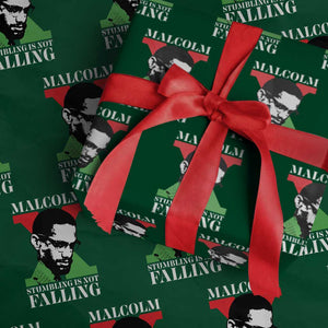 Malcolm X Wrapping Paper Roll Stumbling Is Not Falling Black History Leader TS12 Green Print Your Wear
