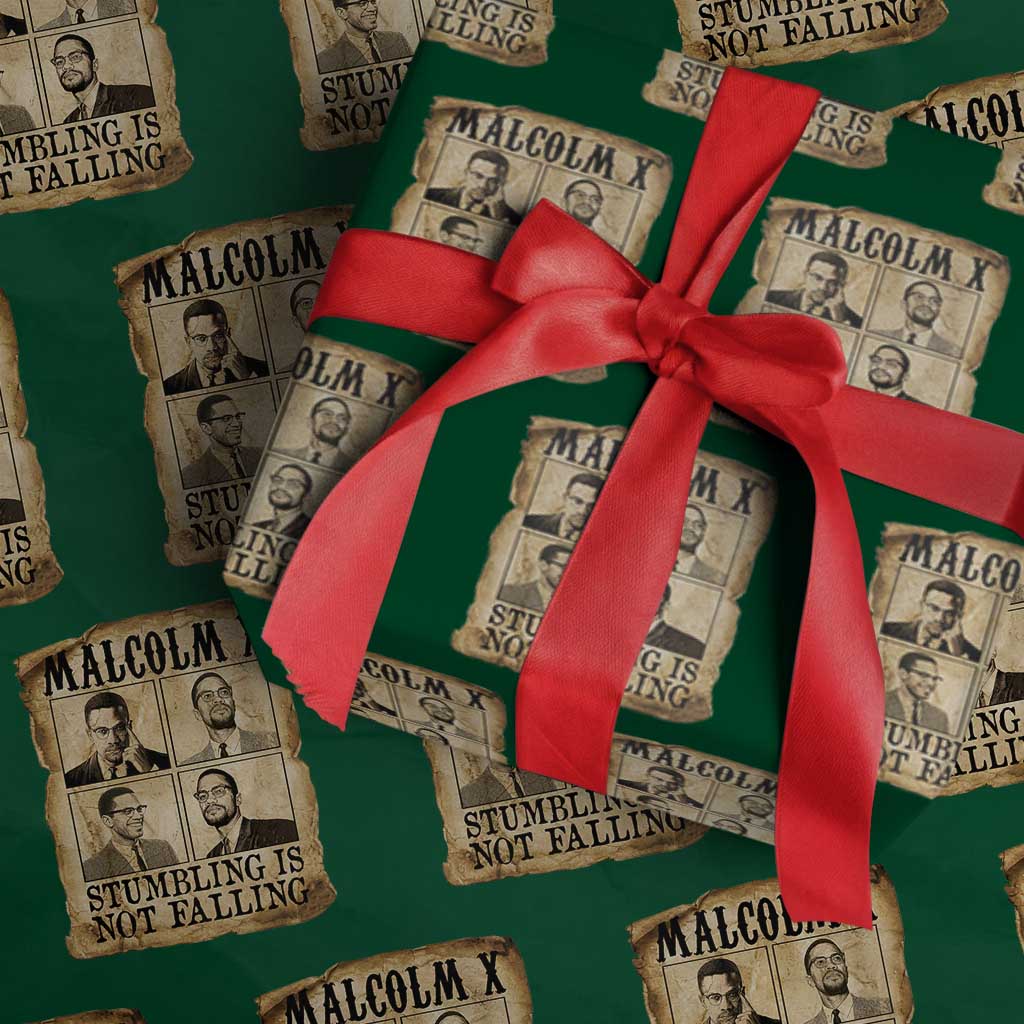 Malcolm X Wrapping Paper Roll Stumbling Is Not Falling Historical Poster TS12 Green Print Your Wear