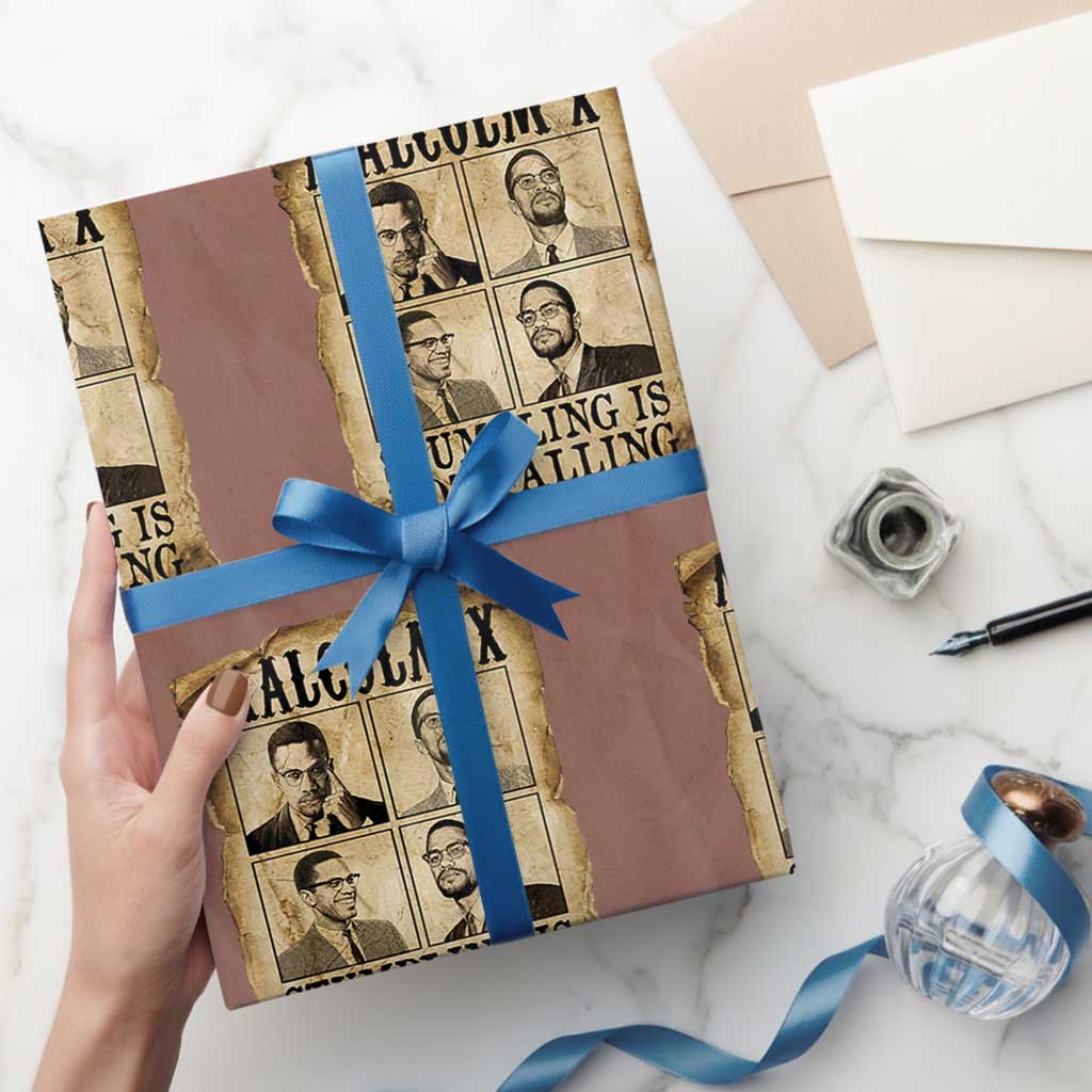 Malcolm X Wrapping Paper Roll Stumbling Is Not Falling Historical Poster TS12 Mocha Print Your Wear