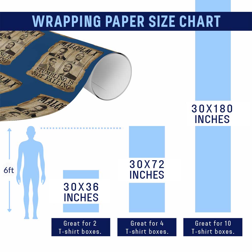 Malcolm X Wrapping Paper Roll Stumbling Is Not Falling Historical Poster TS12 Print Your Wear