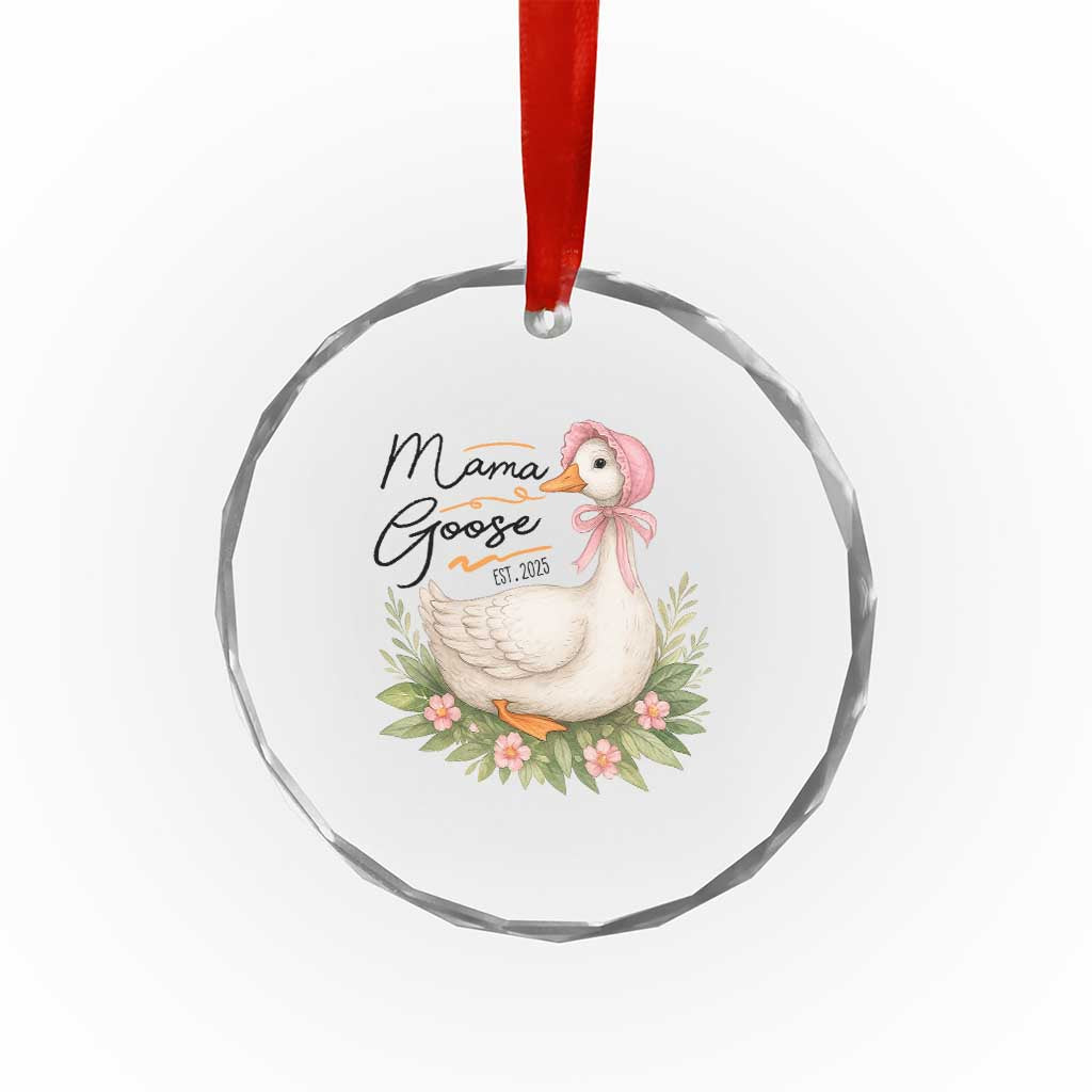 Mama Goose Est 2025 Crystal Glass Ornament Retro New Mom Mothers Day TS02 Print Your Wear