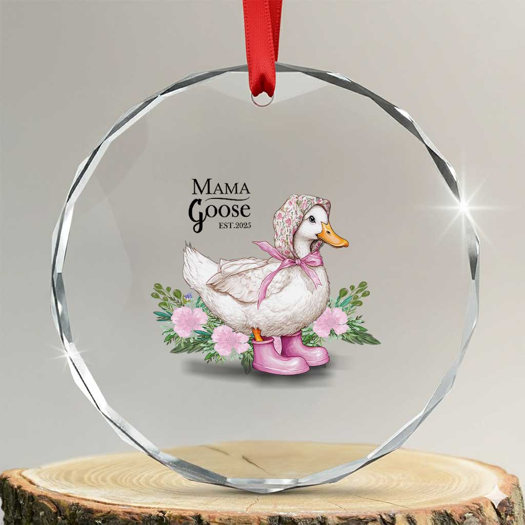 Mama Goose Est 2025 Crystal Glass Ornament Vintage New Mom Mothers Day TS02 Transparent Glass 3'' Circle Print Your Wear