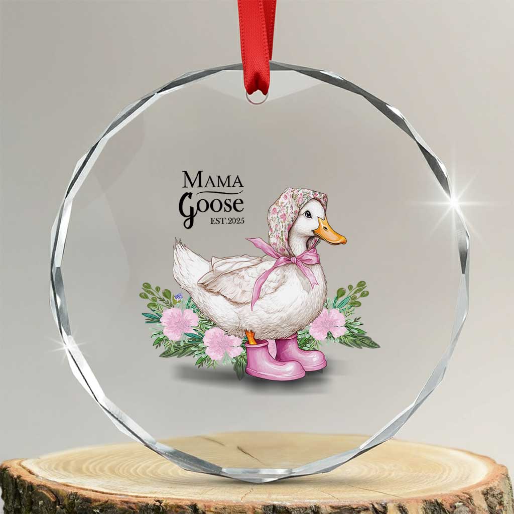 Mama Goose Est 2025 Crystal Glass Ornament Vintage New Mom Mothers Day TS02 Transparent Glass 3'' Circle Print Your Wear
