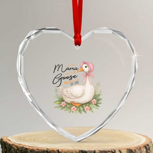 Mama Goose Est 2025 Heart Crystal Glass Ornament Retro New Mom Mothers Day TS02 Transparent Glass 3'' Heart Print Your Wear