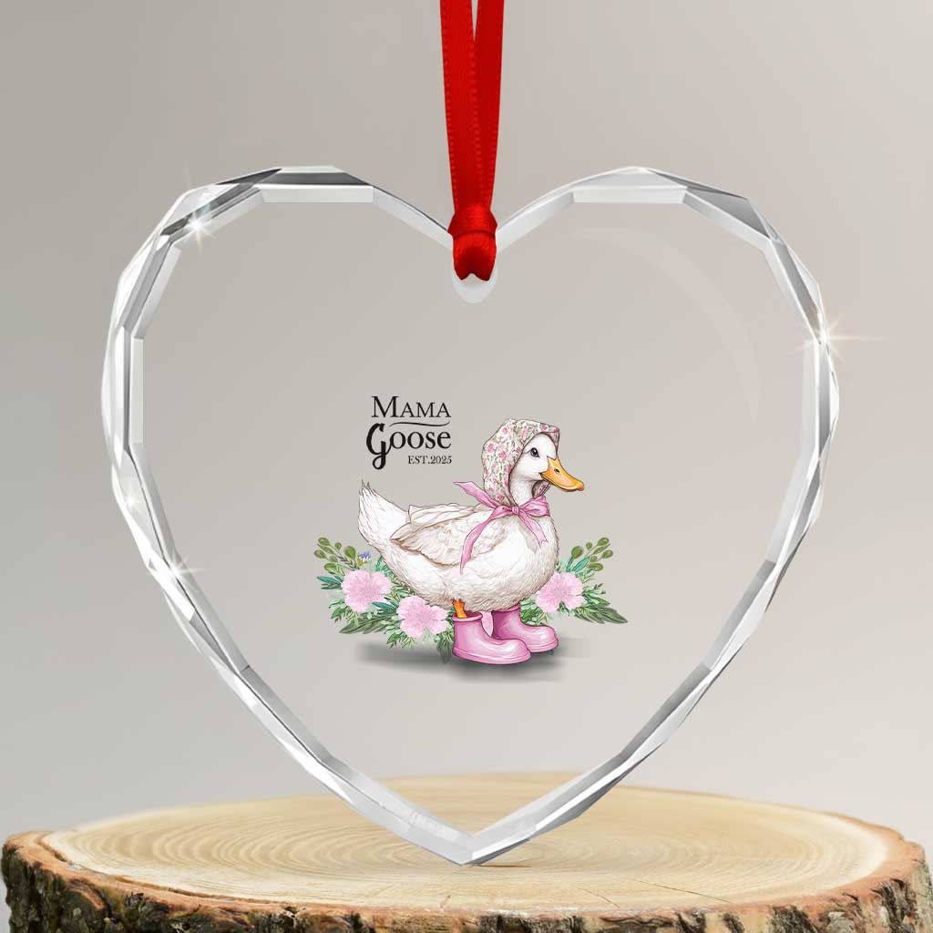 Mama Goose Est 2025 Heart Crystal Glass Ornament Vintage New Mom Mothers Day TS02 Transparent Glass 3'' Heart Print Your Wear