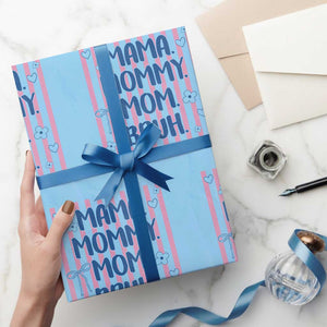 Mama Mommy Mom Bruh Wrapping Paper Roll Funny Mom Life TS14 Light Blue Print Your Wear