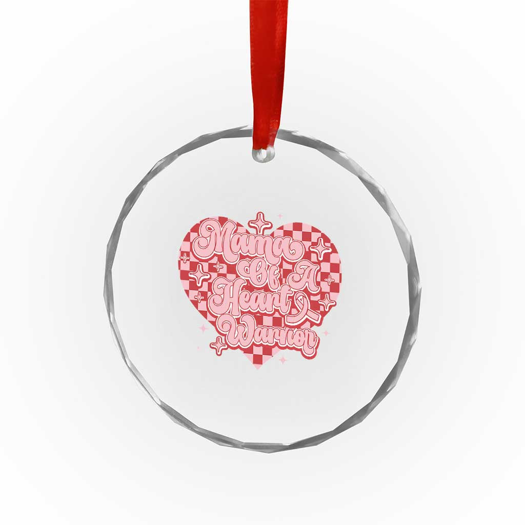 Mama Of A Heart Warrior Crystal Glass Ornament CHD Awareness Retro Red Checkered Heart TS11 Print Your Wear