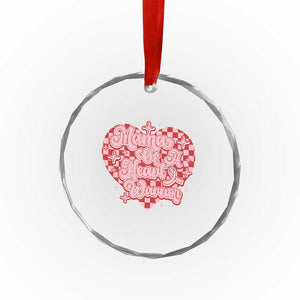 Mama Of A Heart Warrior Crystal Glass Ornament CHD Awareness Retro Red Checkered Heart TS11 Print Your Wear