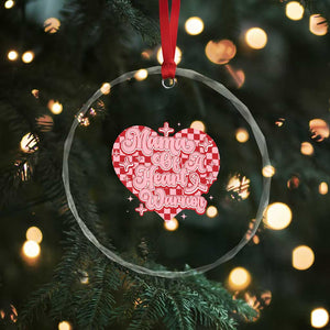 Mama Of A Heart Warrior Crystal Glass Ornament CHD Awareness Retro Red Checkered Heart TS11 Print Your Wear