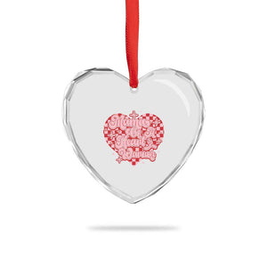 Mama Of A Heart Warrior Heart Crystal Glass Ornament CHD Awareness Retro Red Checkered Heart TS11 Print Your Wear