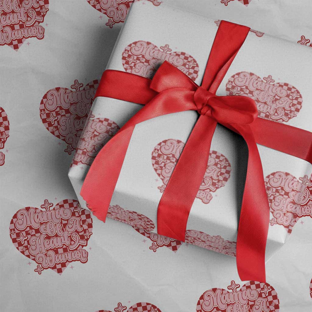 Mama Of A Heart Warrior Wrapping Paper Roll CHD Awareness Retro Red Checkered Heart TS11 White Print Your Wear