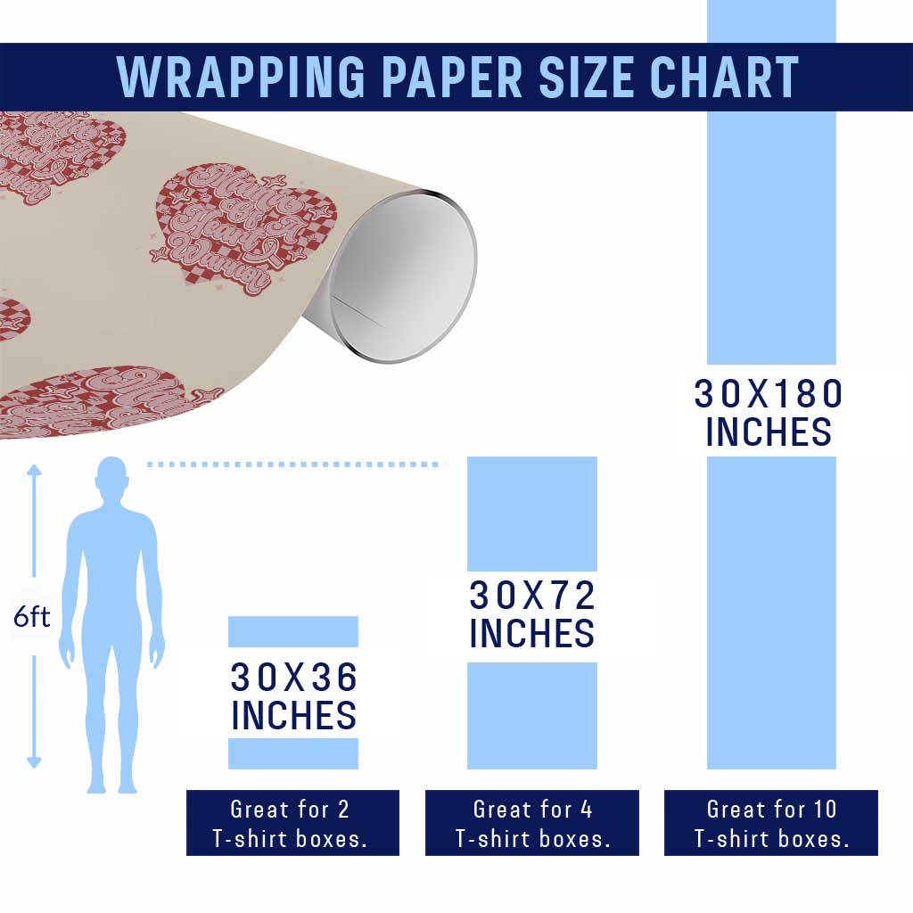 Mama Of A Heart Warrior Wrapping Paper Roll CHD Awareness Retro Red Checkered Heart TS11 Print Your Wear