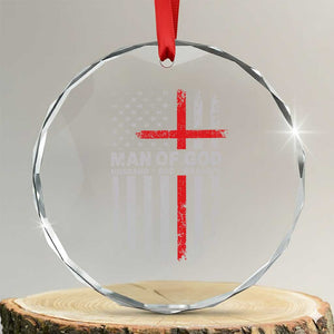 Man of God Husband Dad Protector Crystal Glass Ornament Christian Dad Fathers Day TS11 Transparent Glass 3'' Circle Print Your Wear