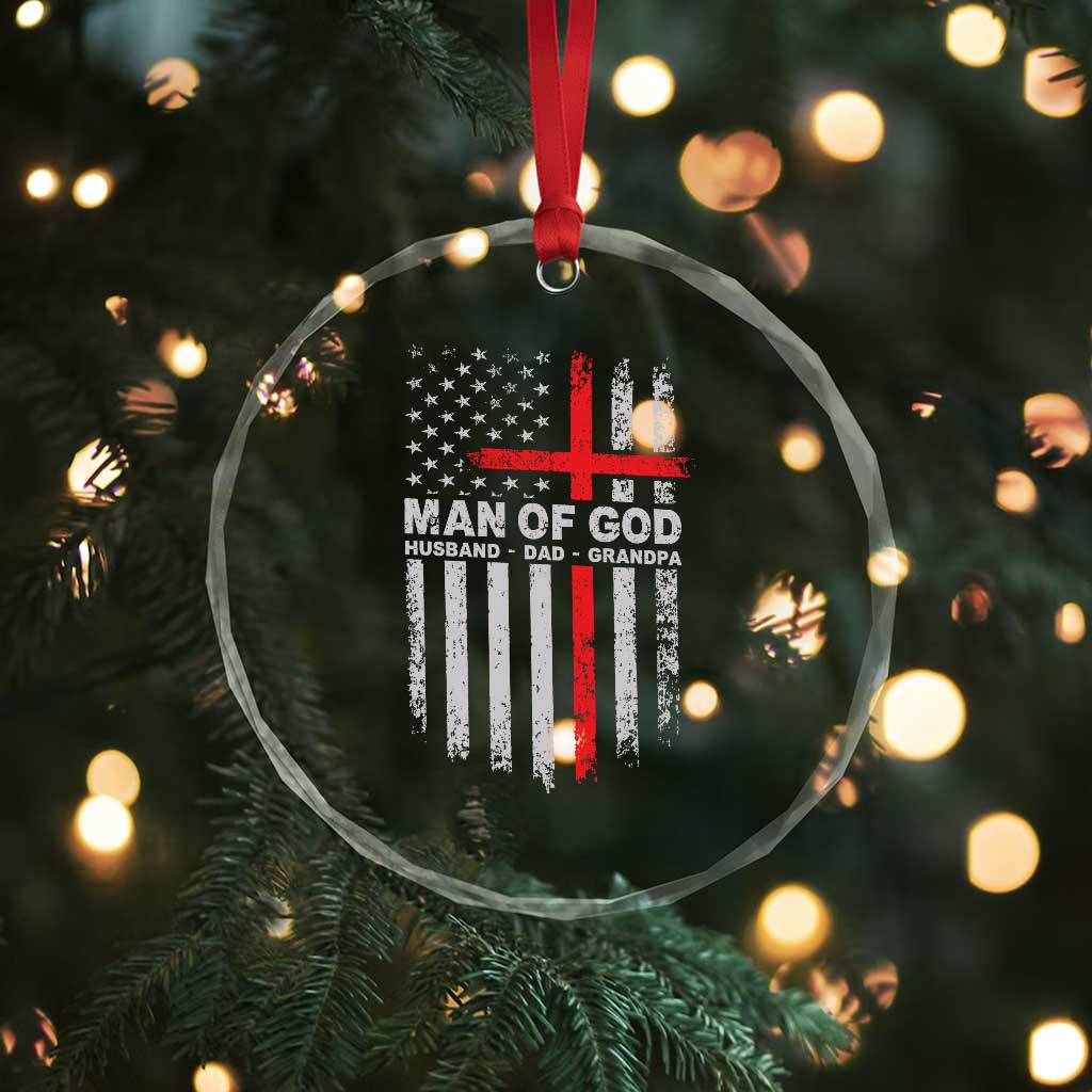 Man of God Husband Dad Protector Crystal Glass Ornament Christian Dad Fathers Day TS11 Print Your Wear