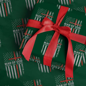 Man of God Husband Dad Protector Wrapping Paper Roll Christian Dad Fathers Day TS11 Green Print Your Wear
