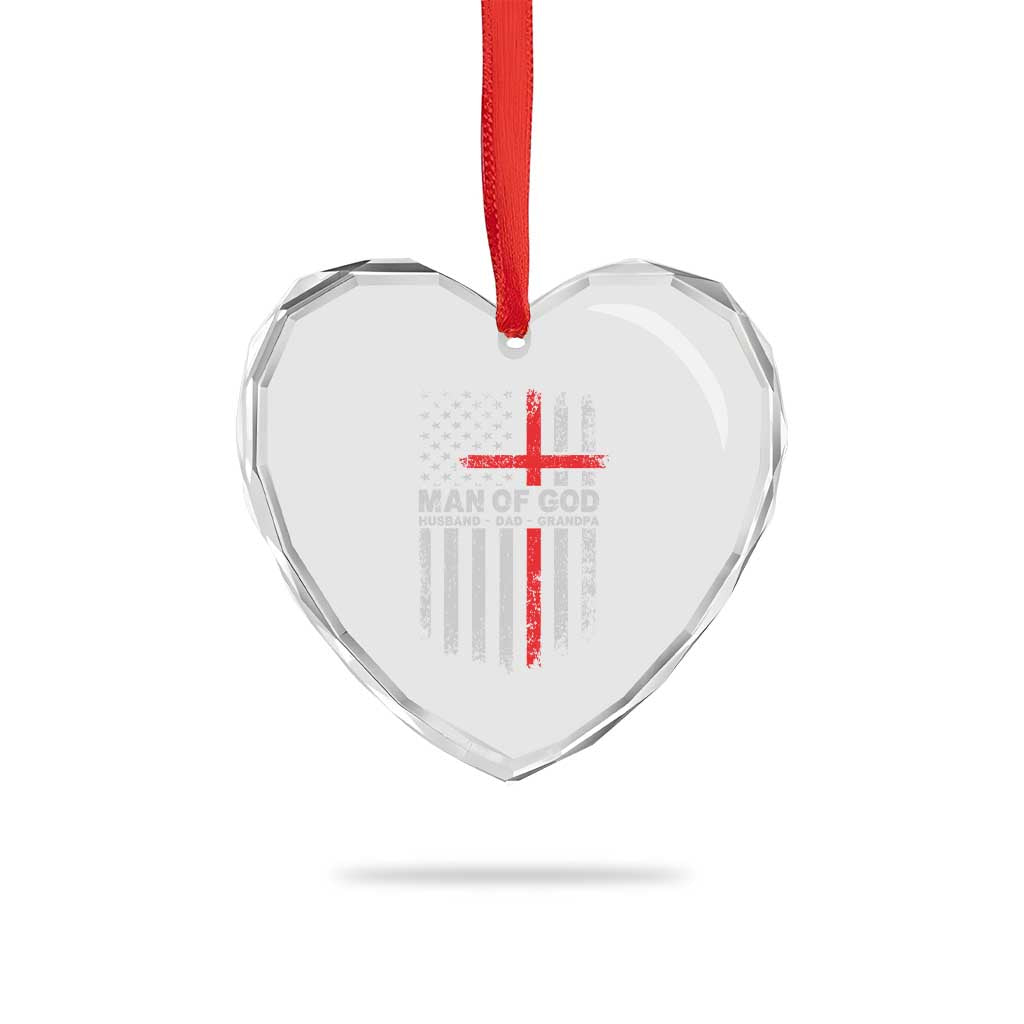 Man of God Husband Dad Protector Heart Crystal Glass Ornament Christian Dad Fathers Day TS11 Print Your Wear