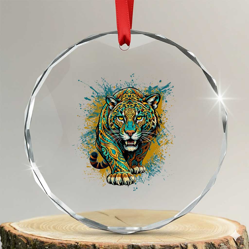 Mandala Spiritual Jaguar Zen Art Crystal Glass Ornament TS11 Transparent Glass 3'' Circle Print Your Wear