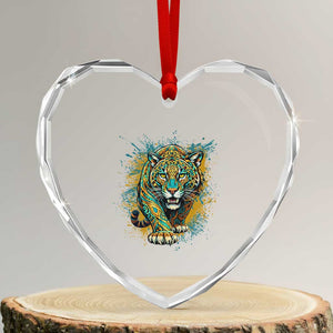 Mandala Spiritual Jaguar Zen Art Heart Crystal Glass Ornament TS11 Transparent Glass 3'' Heart Print Your Wear