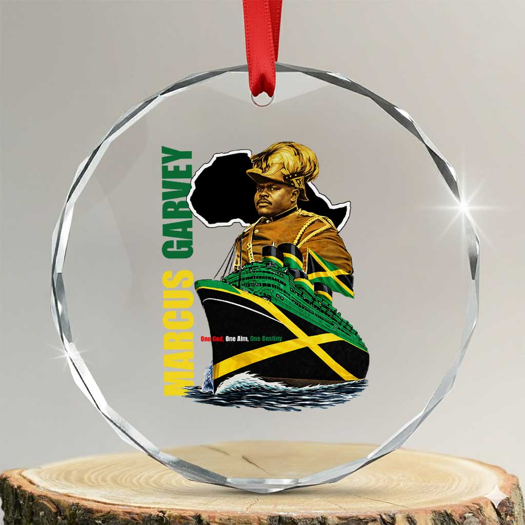 Marcus Garvey Jamaica Pride Crystal Glass Ornament One God One Aim One Destiny TS12 Transparent Glass 3'' Circle Print Your Wear