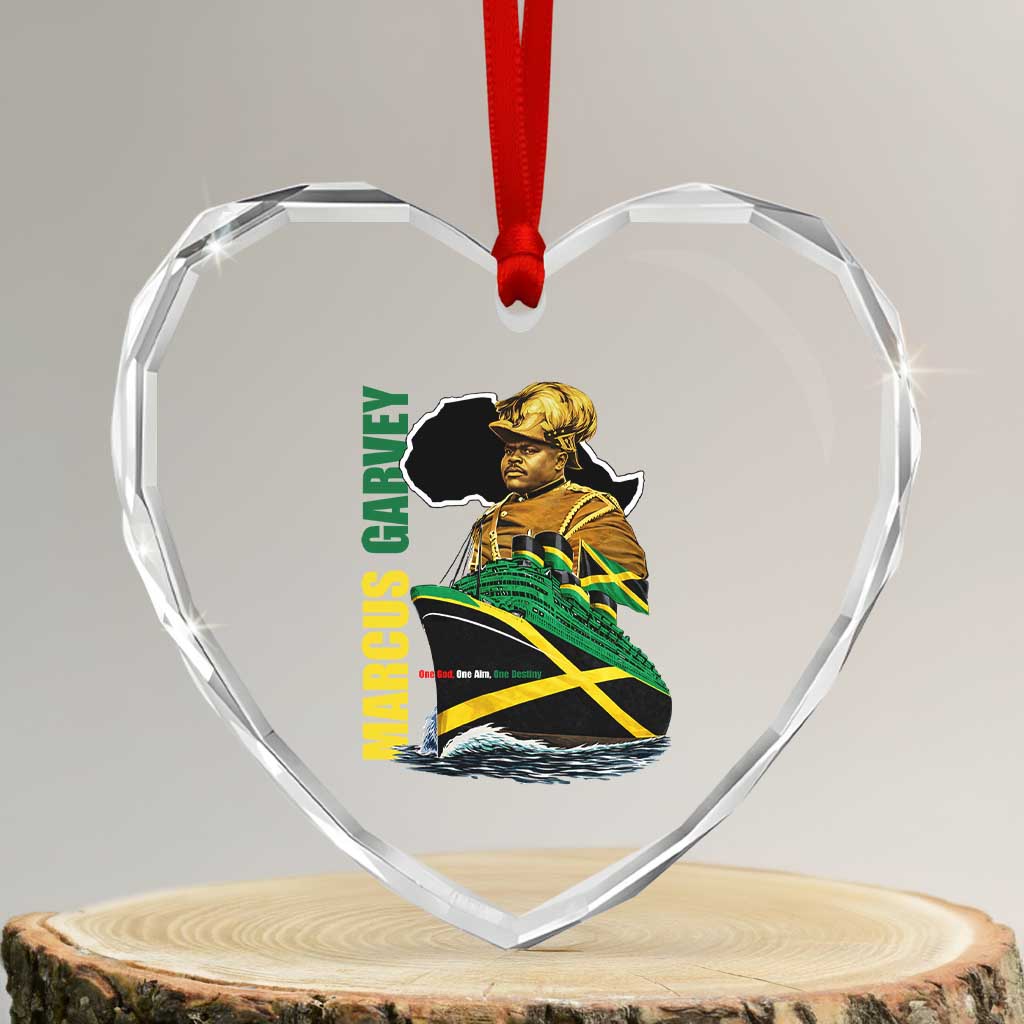 Marcus Garvey Jamaica Pride Heart Crystal Glass Ornament One God One Aim One Destiny TS12 Transparent Glass 3'' Heart Print Your Wear