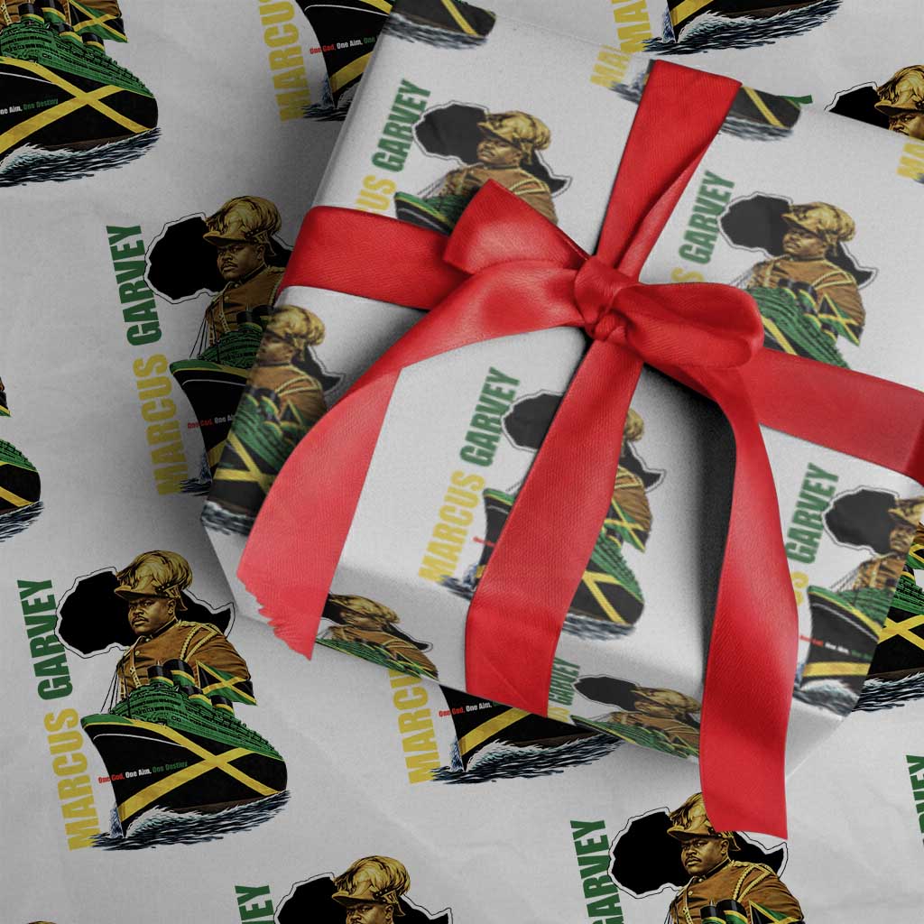 Marcus Garvey Jamaica Pride Wrapping Paper Roll One God One Aim One Destiny TS12 White Print Your Wear