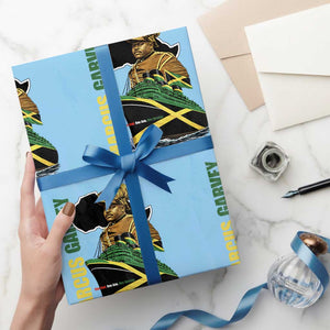 Marcus Garvey Jamaica Pride Wrapping Paper Roll One God One Aim One Destiny TS12 Light Blue Print Your Wear