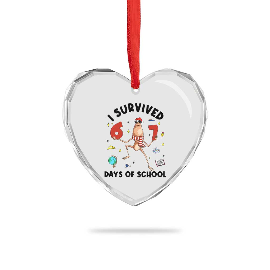 Marcus The Worm 67 Days of School Heart Crystal Glass Ornament I Survived Funny Six Seven Meme Christmas Vibe TS14 Print Your Wear