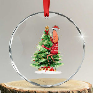 Marcus The Worm Christmas Crystal Glass Ornament Funny Brain Rot Meme TS10 Transparent Glass 3'' Circle Print Your Wear