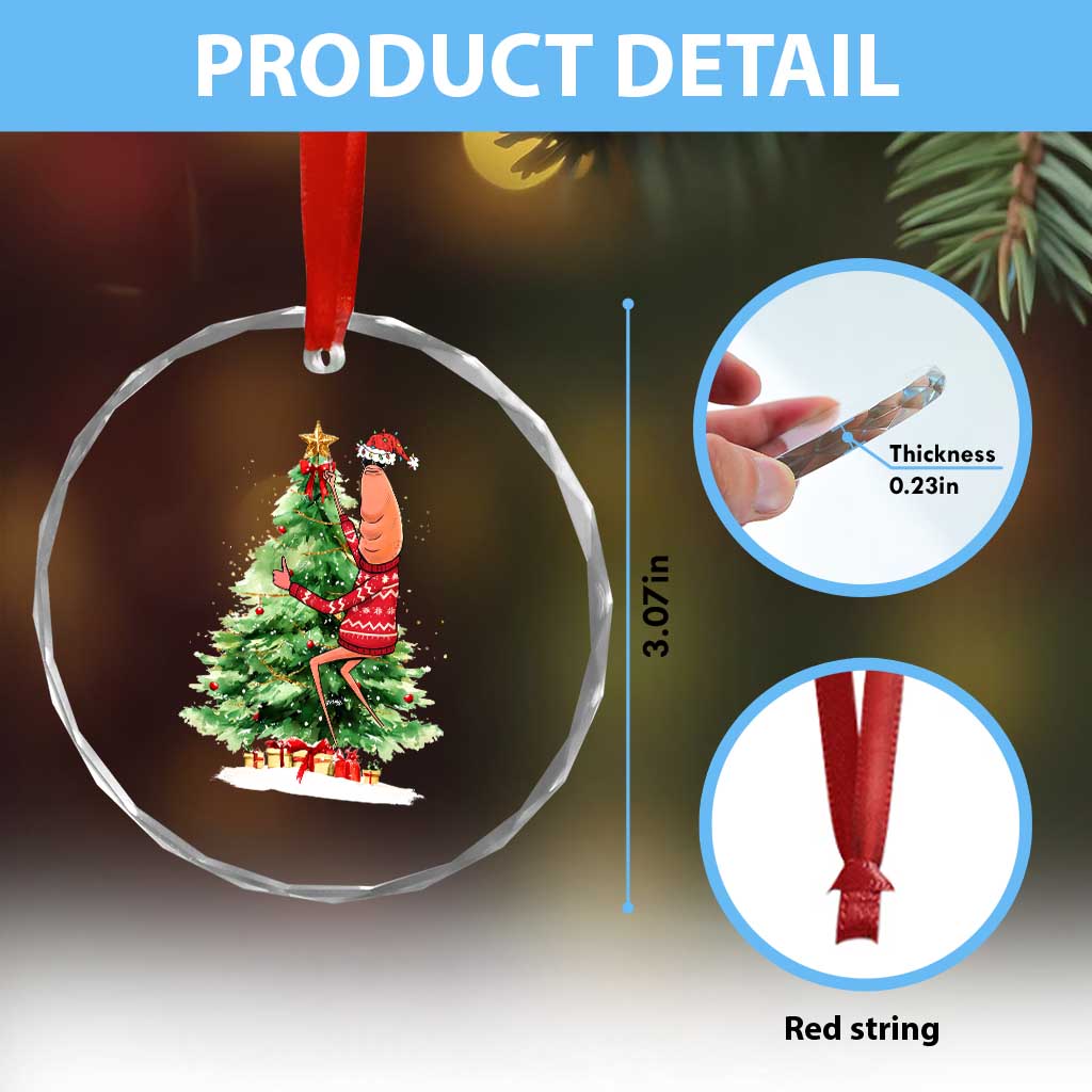 Marcus The Worm Christmas Crystal Glass Ornament Funny Brain Rot Meme TS10 Print Your Wear