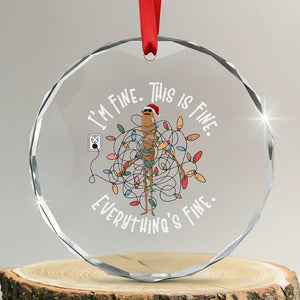 Marcus The Worm Christmas Crystal Glass Ornament I'm Fine Everything Is Fine School Counselor Mental Health TS10 Transparent Glass 3'' Circle Print Your Wear