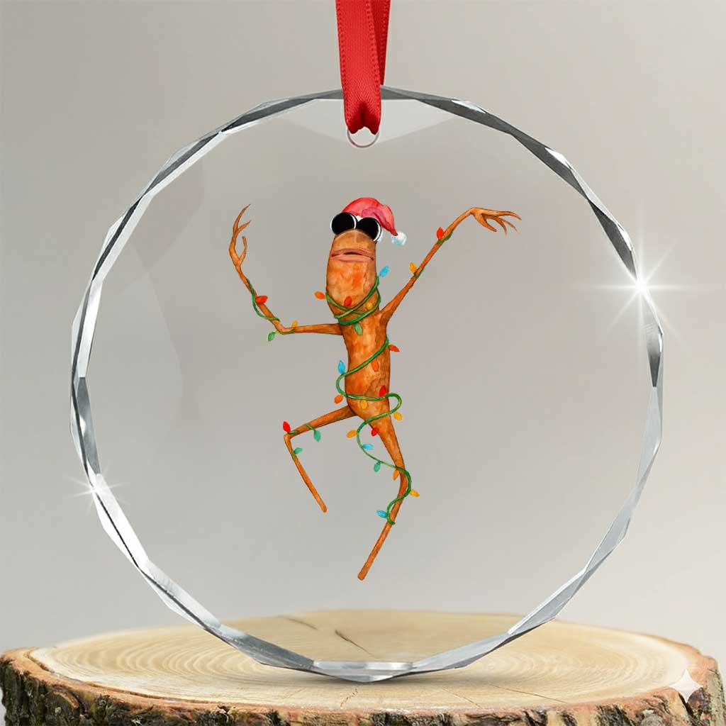 Marcus The Worm Christmas Crystal Glass Ornament Internet Weirdcore Brainrot Humor TS10 Transparent Glass 3'' Circle Print Your Wear