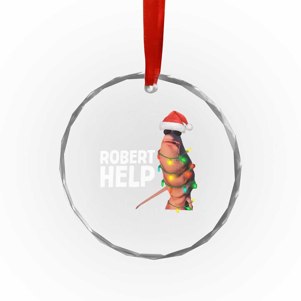 Marcus The Worm Christmas Crystal Glass Ornament Robert Help Internet Weirdcore Brainrot Humor TS10 Print Your Wear