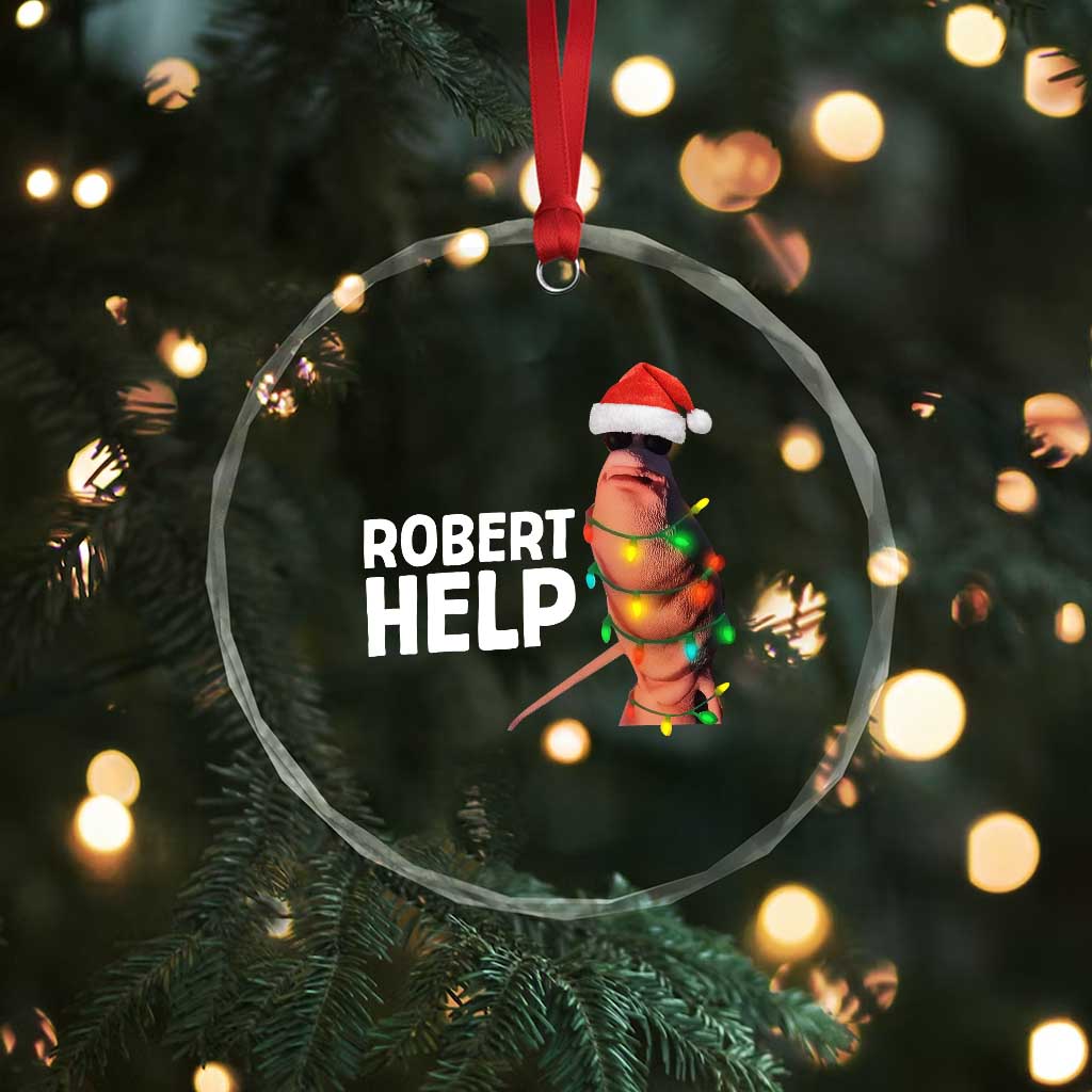 Marcus The Worm Christmas Crystal Glass Ornament Robert Help Internet Weirdcore Brainrot Humor TS10 Print Your Wear