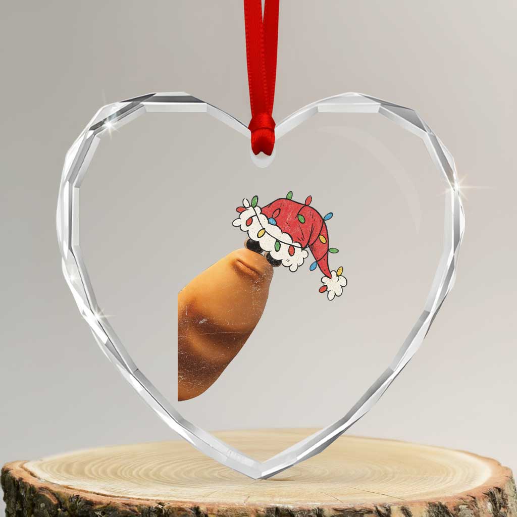 Marcus The Worm Christmas Heart Crystal Glass Ornament Funny Internet Brainrot Meme TS10 Transparent Glass 3'' Heart Print Your Wear