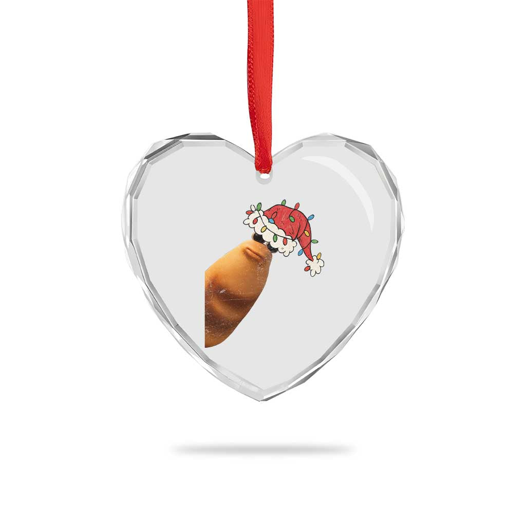 Marcus The Worm Christmas Heart Crystal Glass Ornament Funny Internet Brainrot Meme TS10 Print Your Wear