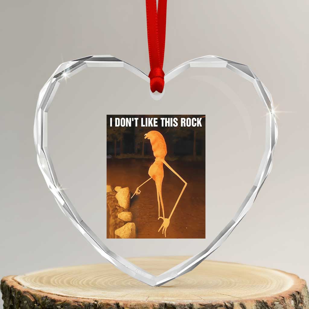 Marcus The Worm Christmas Heart Crystal Glass Ornament I Don't Like This Rock Funny Meme TS10 Transparent Glass 3'' Heart Print Your Wear