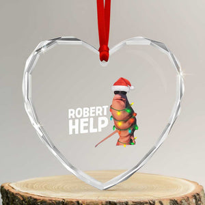 Marcus The Worm Christmas Heart Crystal Glass Ornament Robert Help Internet Weirdcore Brainrot Humor TS10 Transparent Glass 3'' Heart Print Your Wear